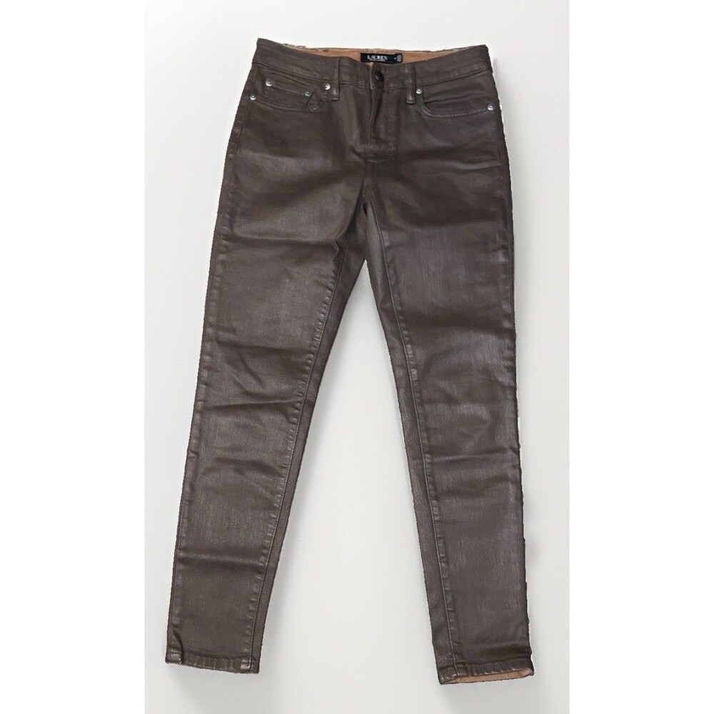 Lauren Ralph Lauren Brown Coated Skinny Jeans Faux Leather Size 6